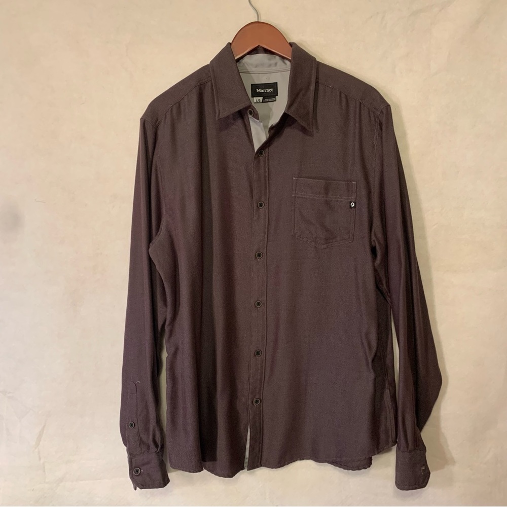 Marmot Mens brown Aerobora Long  Sleeve Button Down Shirt size Large